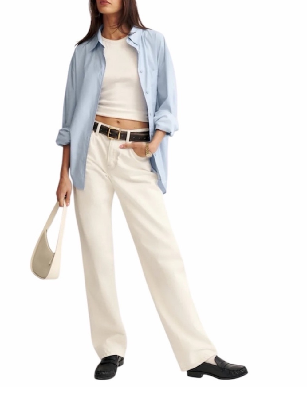 Reformation Cream Wide Leg Pants
